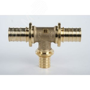 Тройник 25х20х25 переходной, аксиальный, латунь DZR - фото 1