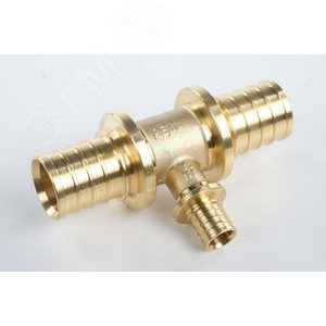 Тройник 32х16х32 переходной, аксиальный, латунь DZR - фото 1