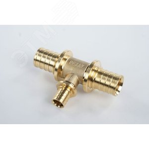 Тройник 32х20х32 переходной, аксиальный, латунь DZR - фото 3