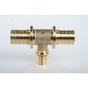 Тройник 32х20х32 переходной, аксиальный, латунь DZR - фото 1