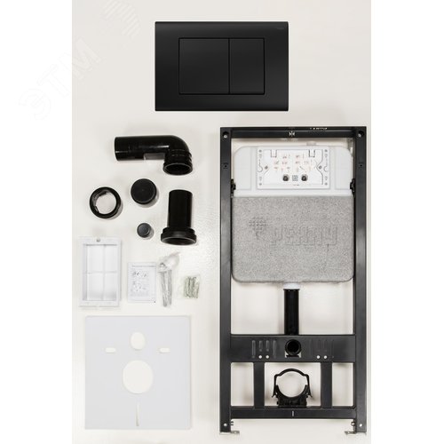 Изображение товара Комплект инсталляции NOVAFLOW с панелью смыва NOVA QUAD 001 с прямоугольными клавишами, пластик, черный, матовый (компл)