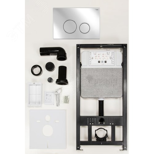 Изображение товара Комплект инсталляции NOVAFLOW с панелью смыва NOVA ORB 001 с круглыми клавишами, пластик, хром, глянцевый (компл)