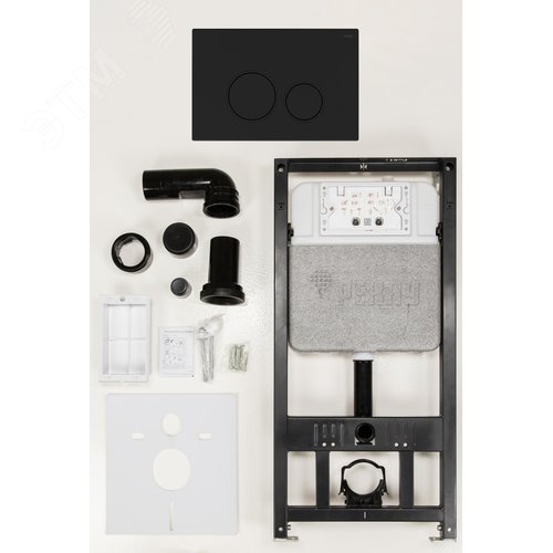 Изображение товара Комплект инсталляции NOVAFLOW с панелью смыва NOVA ORB 001 с круглыми клавишами, пластик, черный, матовый (компл)