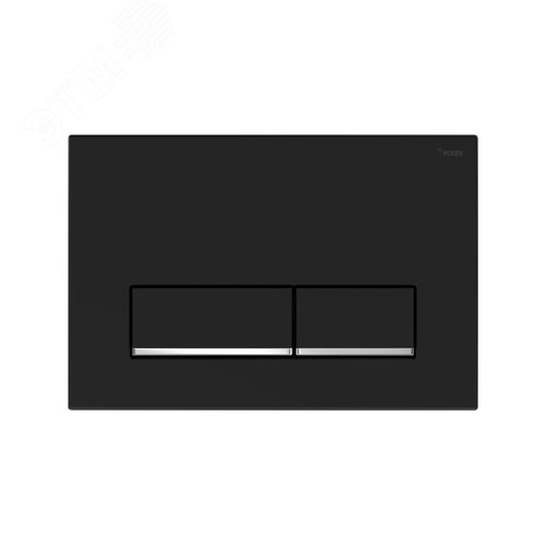 Изображение товара Панель смыва NOVA LONG 002 с прямоугольными клавишами, пластик, черный, матовый, нижняя полоса клавиш хром, глянцевый (шт)