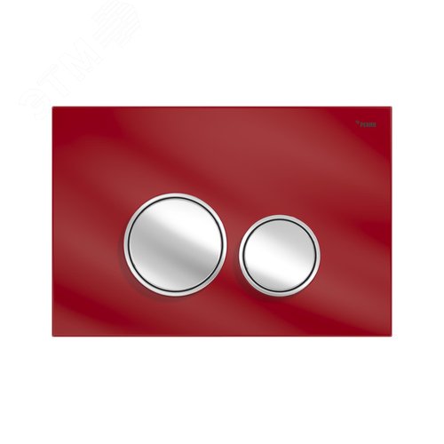 Изображение товара Панель смыва NOVA ORB GLASS с круглыми клавишами, закаленное стекло, красный, клавиши и их контур хром, глянцевый (шт)