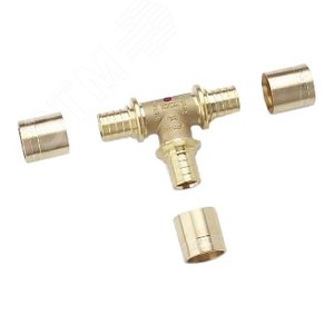 Тройник 20 равносторонний, аксиальный, латунь DZR - фото 2