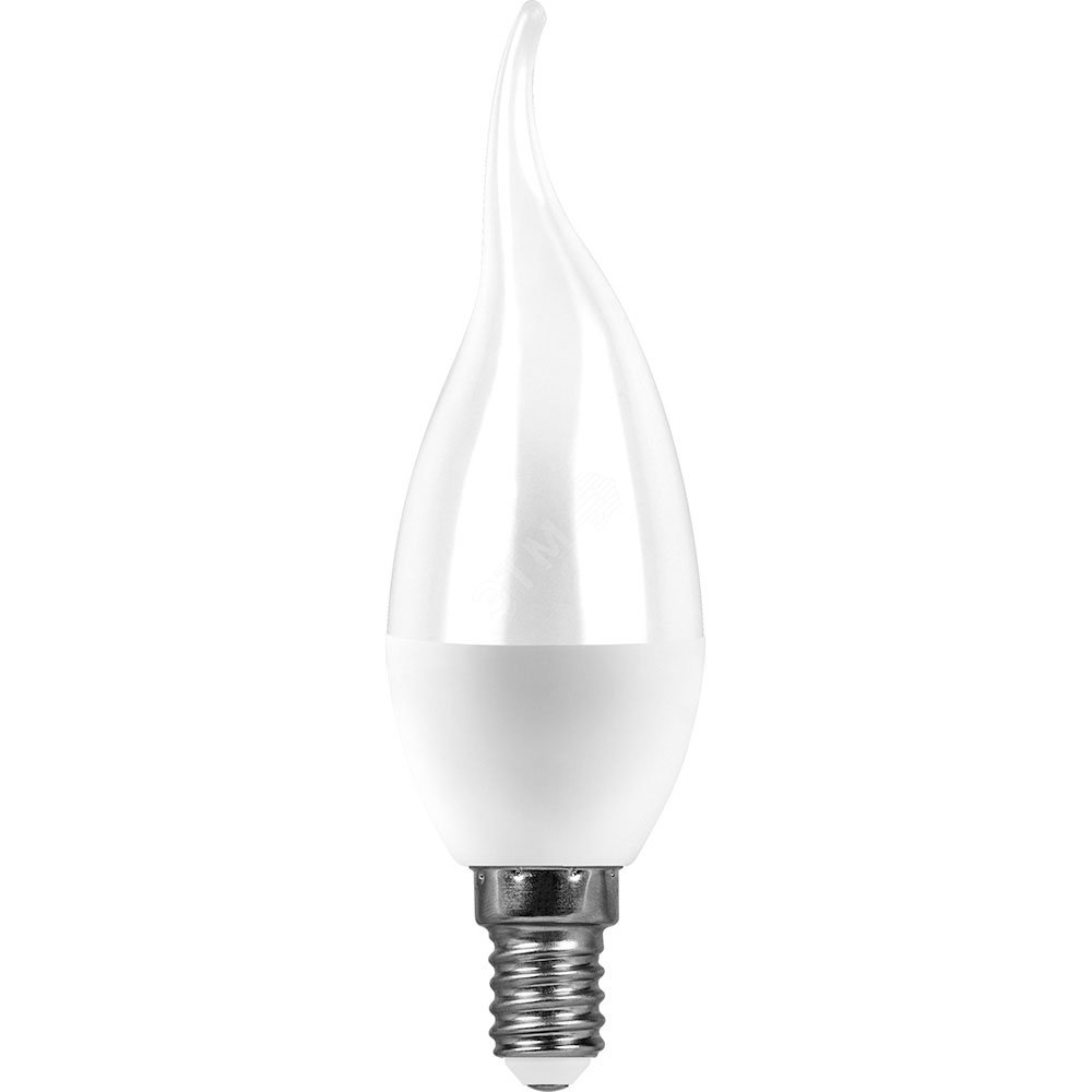 Лампа светодиодная LED 9вт Е14 белый матовая свеча на ветру SBC3709 SAFFIT