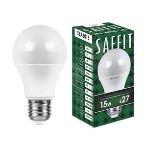 Лампа светодиодная LED 15вт Е27 белый SAFFIT