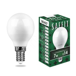 Лампа светодиодная LED 7вт Е14 белый матовый шар SAFFIT