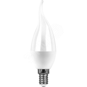 Лампа светодиодная LED 9вт Е14 белый матовая свеча на ветру