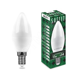 Лампа светодиодная LED 11вт Е14 теплый матовая свеча SBC3711 SAFFIT