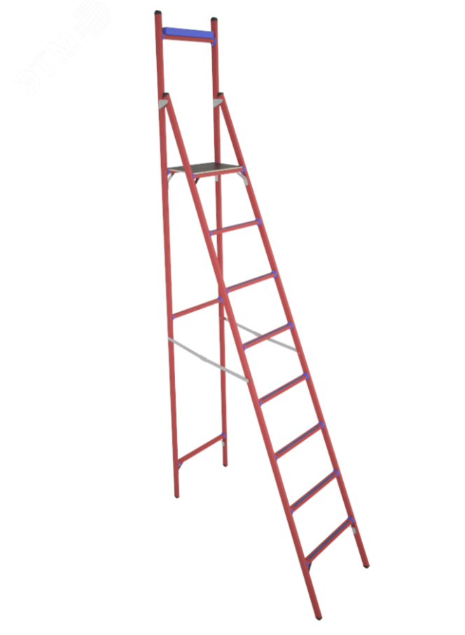 Изображение товара Стремянка стеклопластиковая диэлектрическая ССД-2,5 Е Т с симметричной опорой телком (шт)