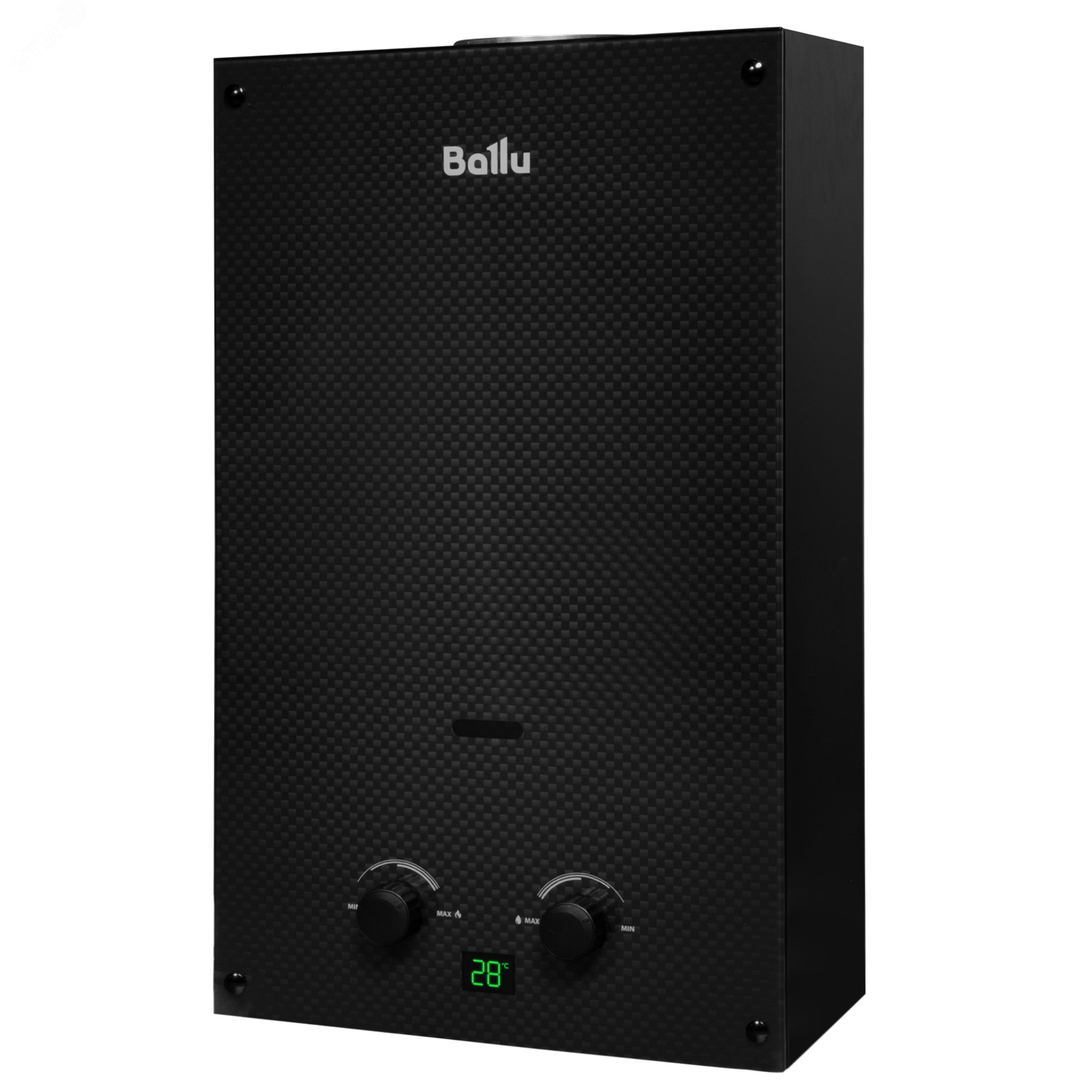 Изображение товара Газовый водонагреватель GWH 10 Fiery Glass Carbon от Ballu с автоматическим розжигом