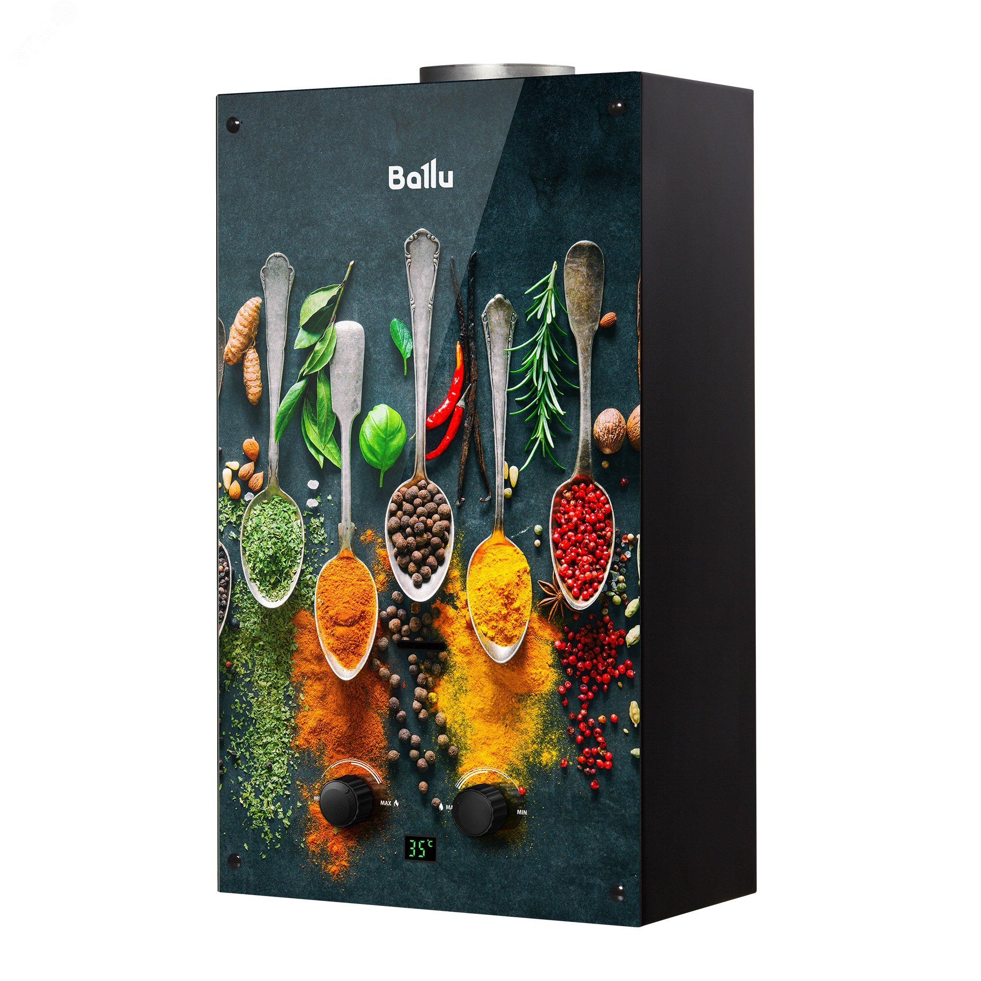 Изображение товара Газовый водонагреватель GWH 10 Fiery Glass Curry Ballu 10 л/мин, автоматический розжиг