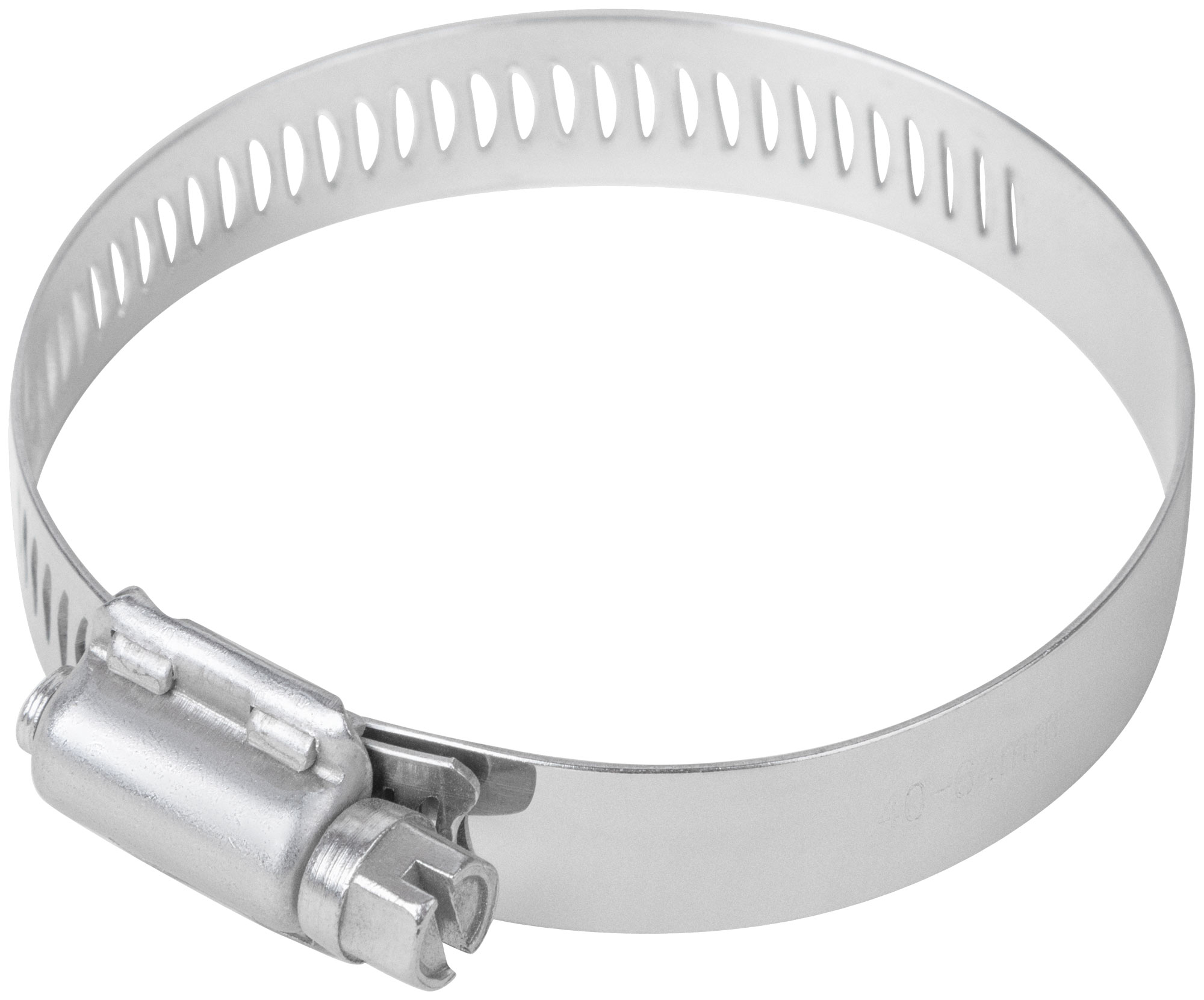 Хомут обжимной просечной 40-64мм нержавеющая сталь ширина 12.7мм