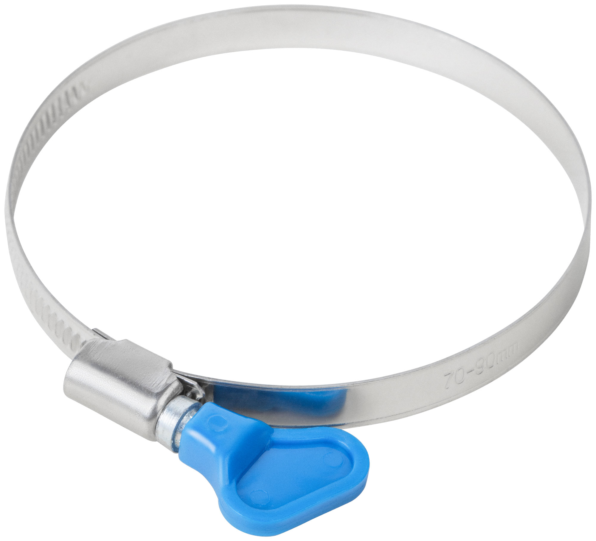 Хомут обжимной накатной 70-90мм нержавеющая сталь ширина 9мм с ключом