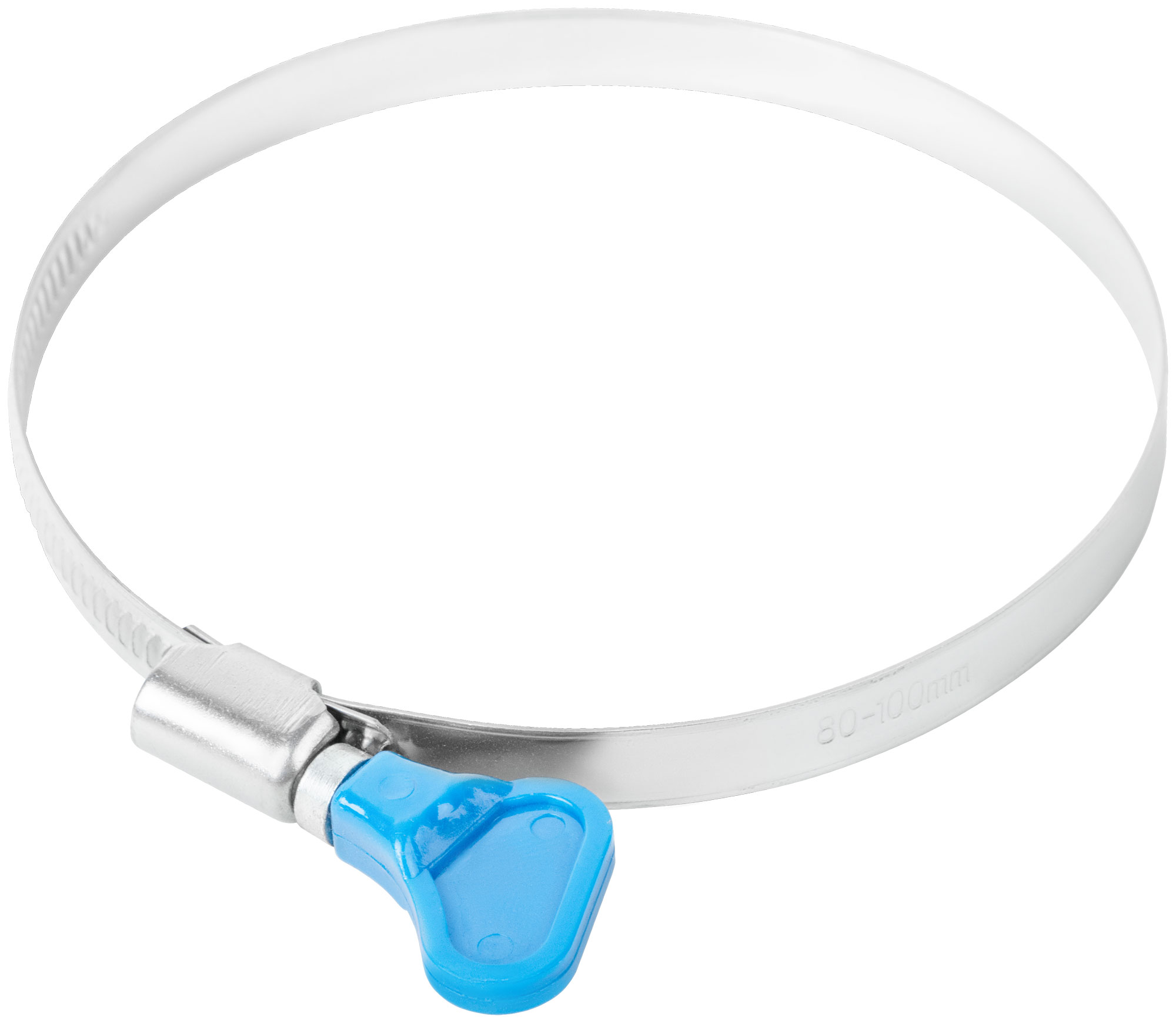 Хомут обжимной накатной 80-100мм нержавеющая сталь ширина 9мм с ключом