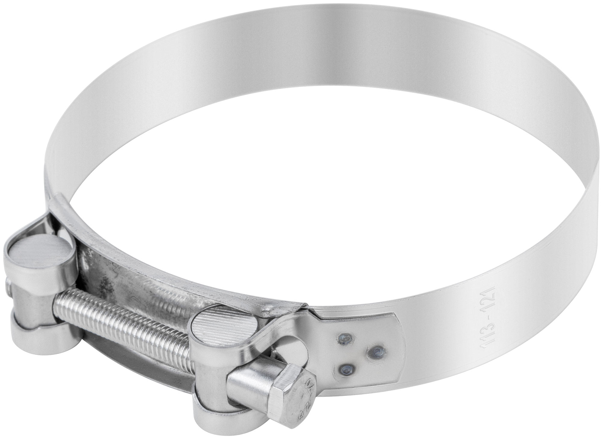 Хомут обжимной силовой шарнирный 113-121мм нержавеющая сталь