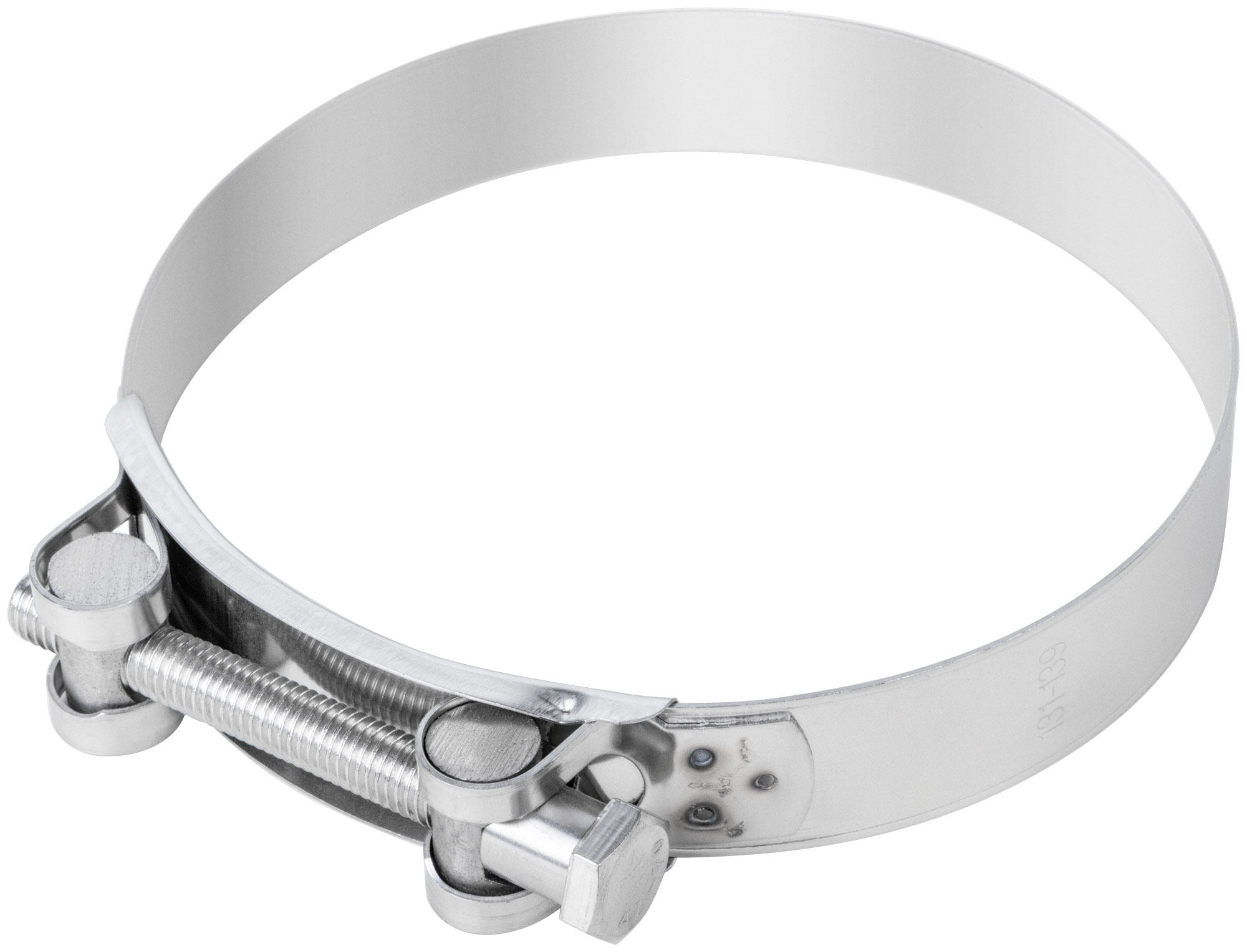 Хомут обжимной силовой шарнирный 131-139мм нержавеющая сталь