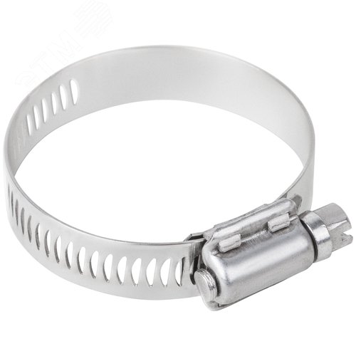 Хомут обжимной просечной 35-51мм нержавеющая сталь ширина 12.7мм - фото 4