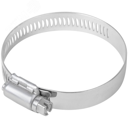 Изображение товара Хомут обжимной просечной 40-64мм нержавеющая сталь ширина 12.7мм (шт)