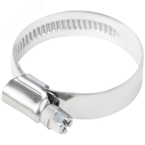 Хомут обжимной накатной 25-40мм нержавеющая сталь ширина 12мм - фото 1