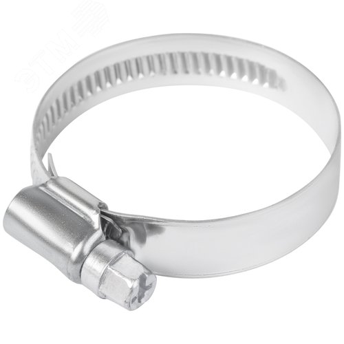 Хомут обжимной накатной 30-45мм нержавеющая сталь ширина 12мм - фото 1