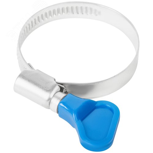 Хомут обжимной накатной 30-45мм нержавеющая сталь ширина 9мм с ключом - фото 1