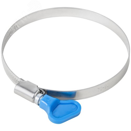 Хомут обжимной накатной 70-90мм нержавеющая сталь ширина 9мм с ключом - фото 1