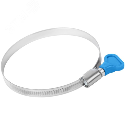 Хомут обжимной накатной 70-90мм нержавеющая сталь ширина 9мм с ключом - фото 4