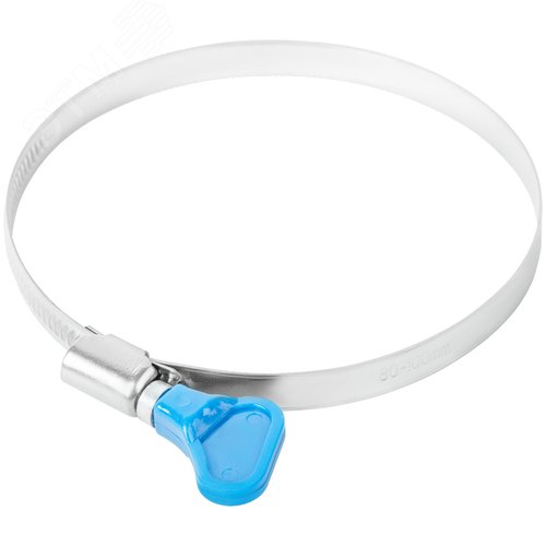 Хомут обжимной накатной 80-100мм нержавеющая сталь ширина 9мм с ключом - фото 1