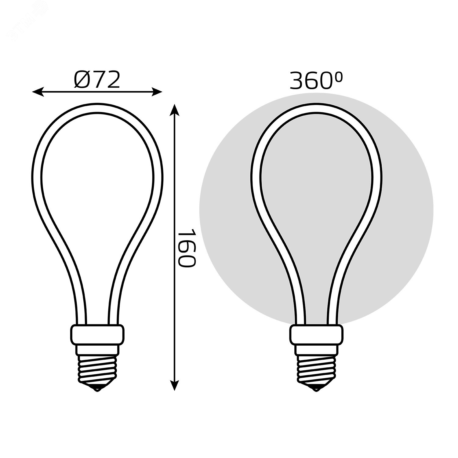 Лампа светодиодная филаментная LED 4 Вт 330 лм 2700К AC185-265В E27 контурная Artline A72 теплая матовая колба Black Filament 1004802104 GAUSS - превью 8