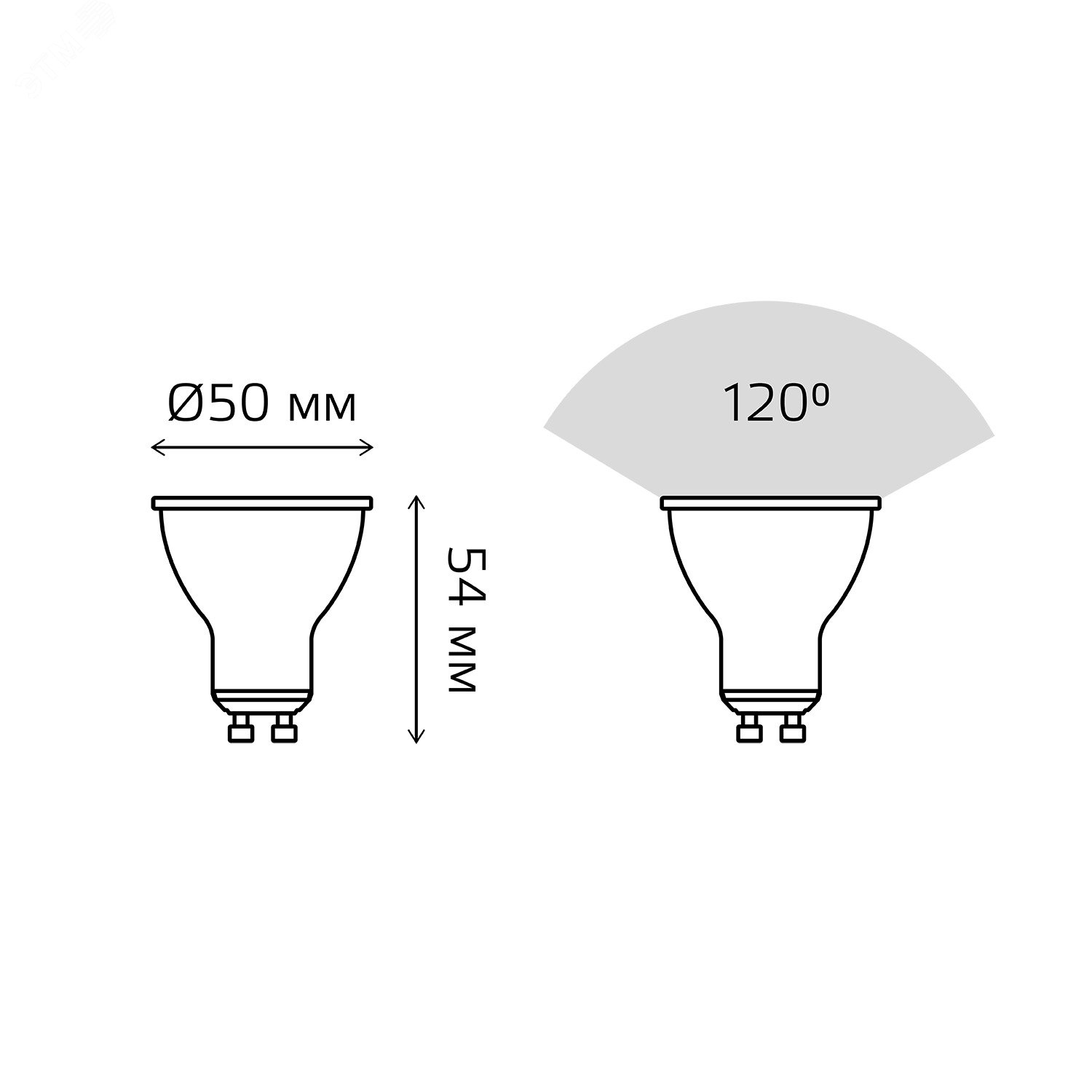 Лампа светодиодная LED 5 Вт 500 лм 3000К AC150-265В GU5.3 софит MR16 теплая диммируемая Black Gauss 101505105-D GAUSS - превью 7