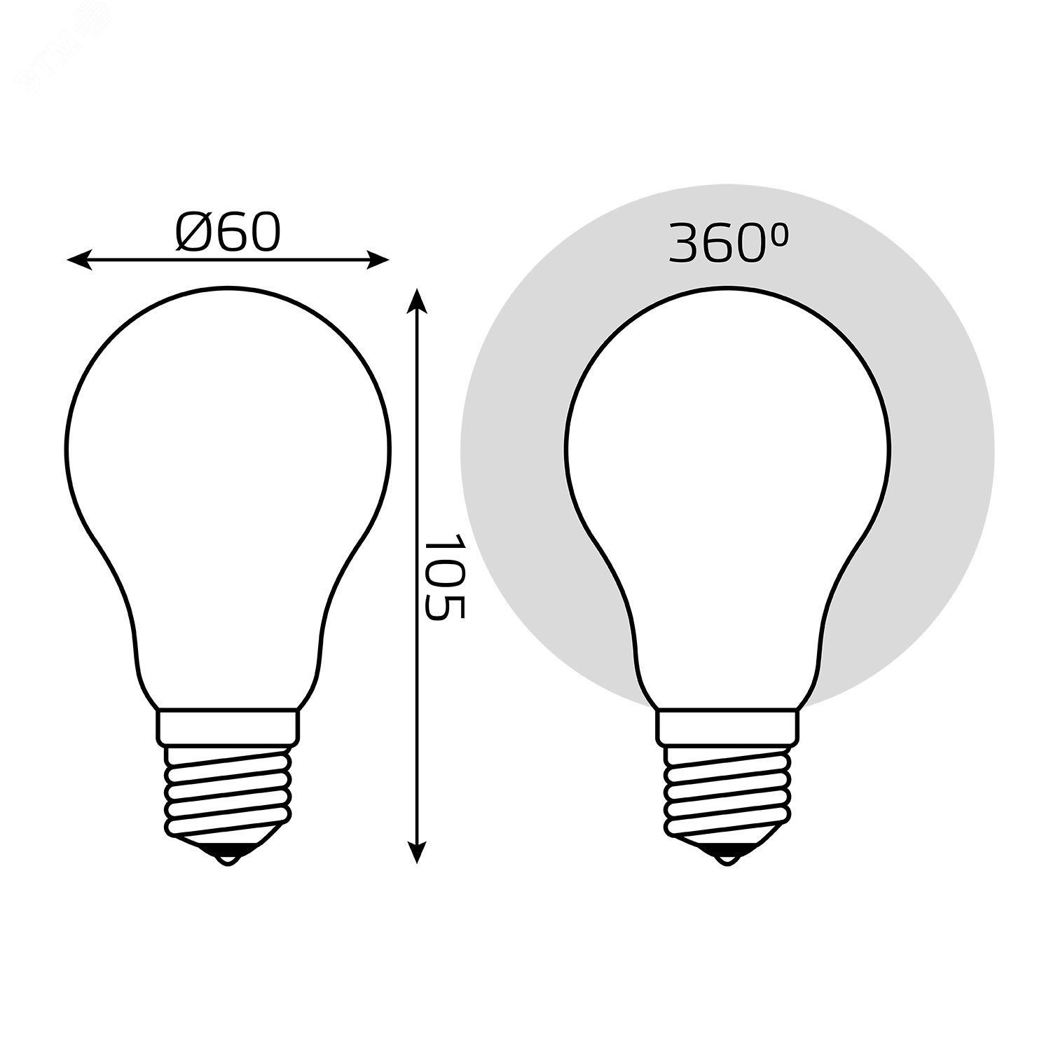 Лампа светодиодная филаментная LED 10 Вт 820 лм 2700К AC185-265В E27 А60 (груша) теплая матовая колба диммируемая Black Filament Gauss 102202110-D GAUSS - превью 8