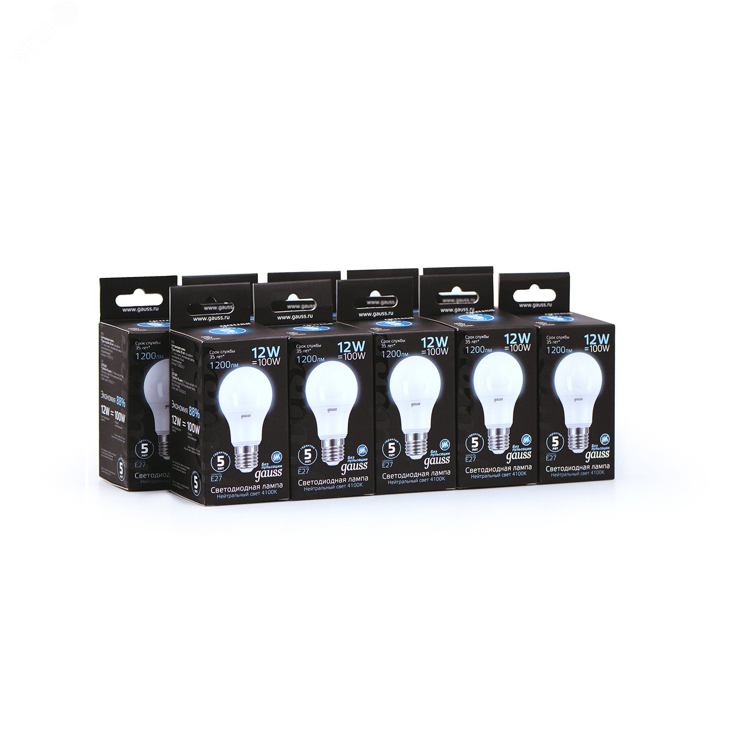 Лампа светодиодная LED 12 Вт 1200х100х60 (груша) нейтральный Black 102502212 GAUSS - превью 4