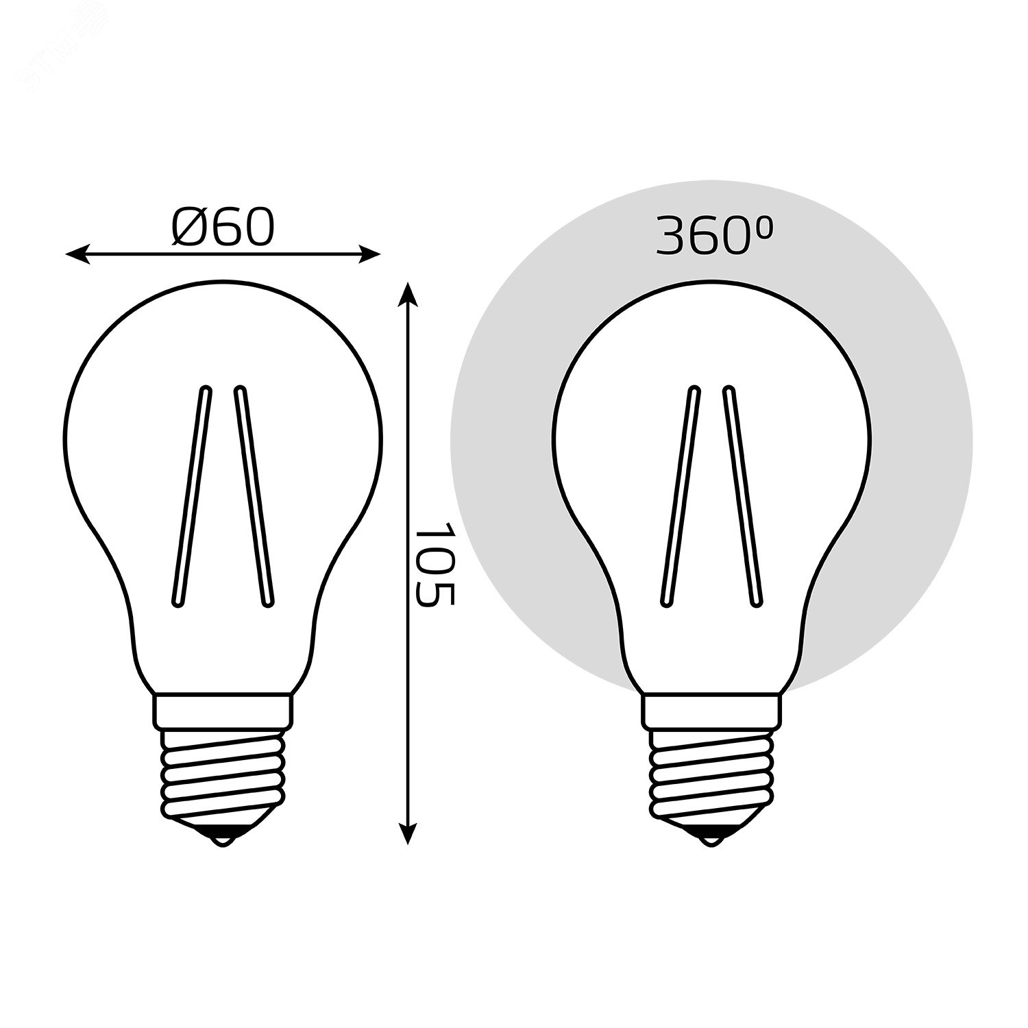 Лампа светодиодная филаментная LED 6 Вт 630 лм 4100К AC185-265В E27 А60 (груша) нейтральный Black Filament 102802206 GAUSS - превью 8