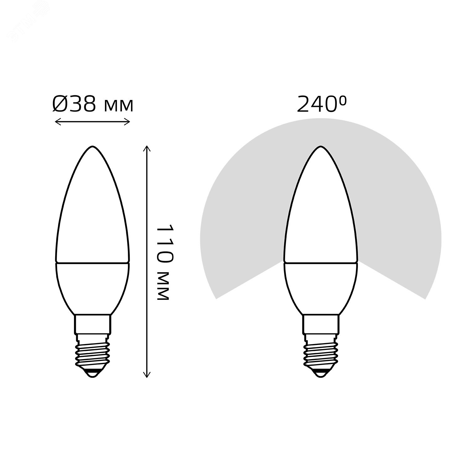 Лампа светодиодная LED 7 Вт 560 лм 3000К AC150-265В E14 свеча теплая диммируемая Black Gauss 103101107-D GAUSS - превью 9