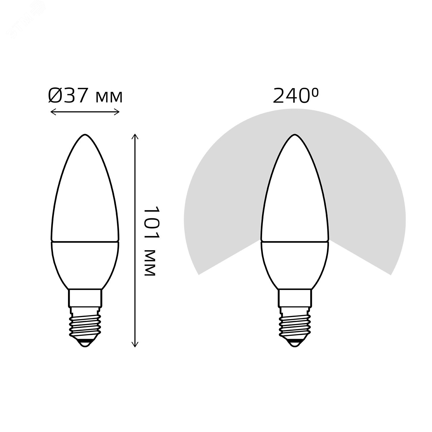 Лампа светодиодная LED 7 Вт 520 лм 3000К AC150-265В E14 свеча теплая шаговое диммирование выключателем Black 103101107-S GAUSS - превью 7