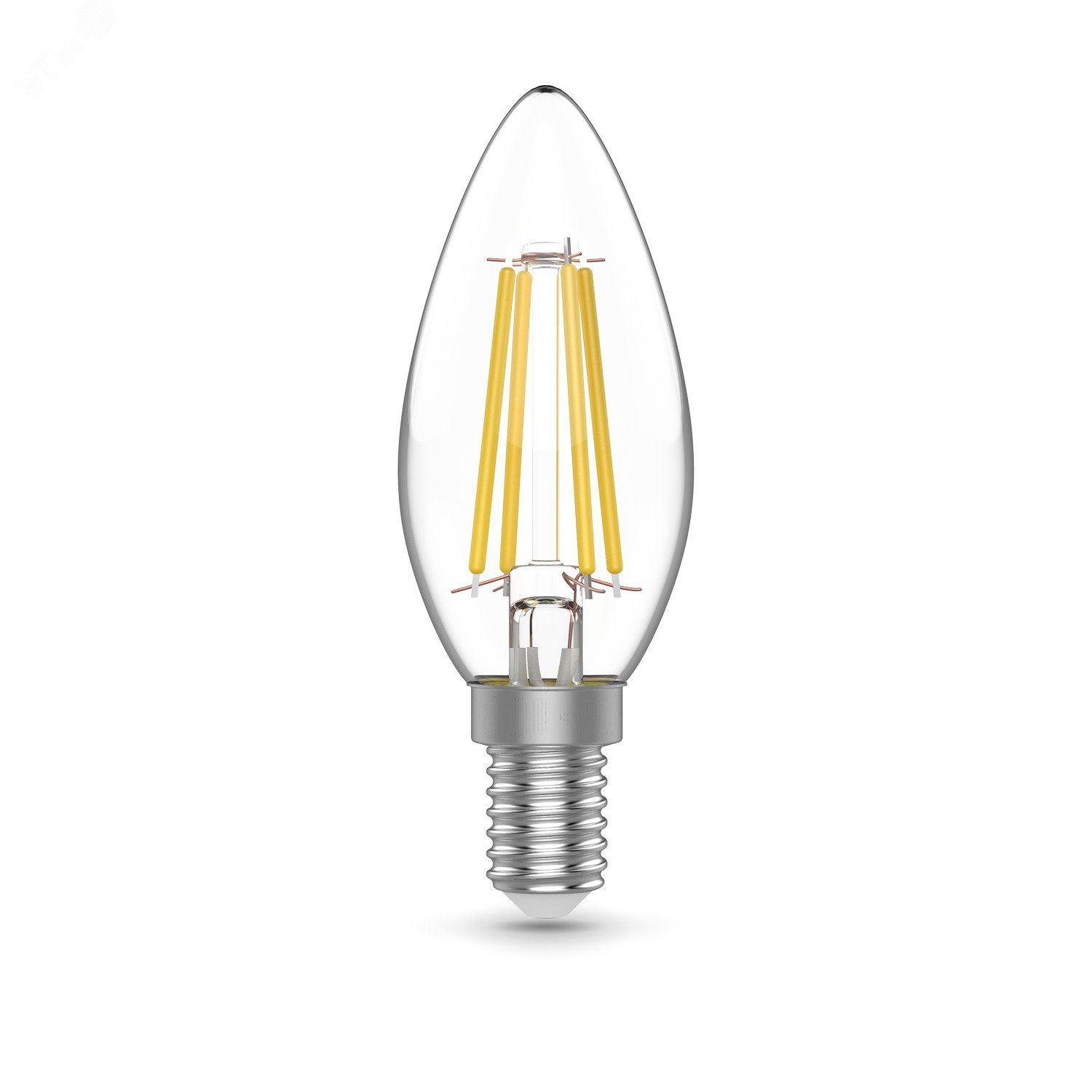 Лампа светодиодная филаментная LED 5.5 Вт 510 лм 2700К AC180-240В E14 свеча теплая (промоупаковка 3 лампы) Basic 1031116T GAUSS - превью 2