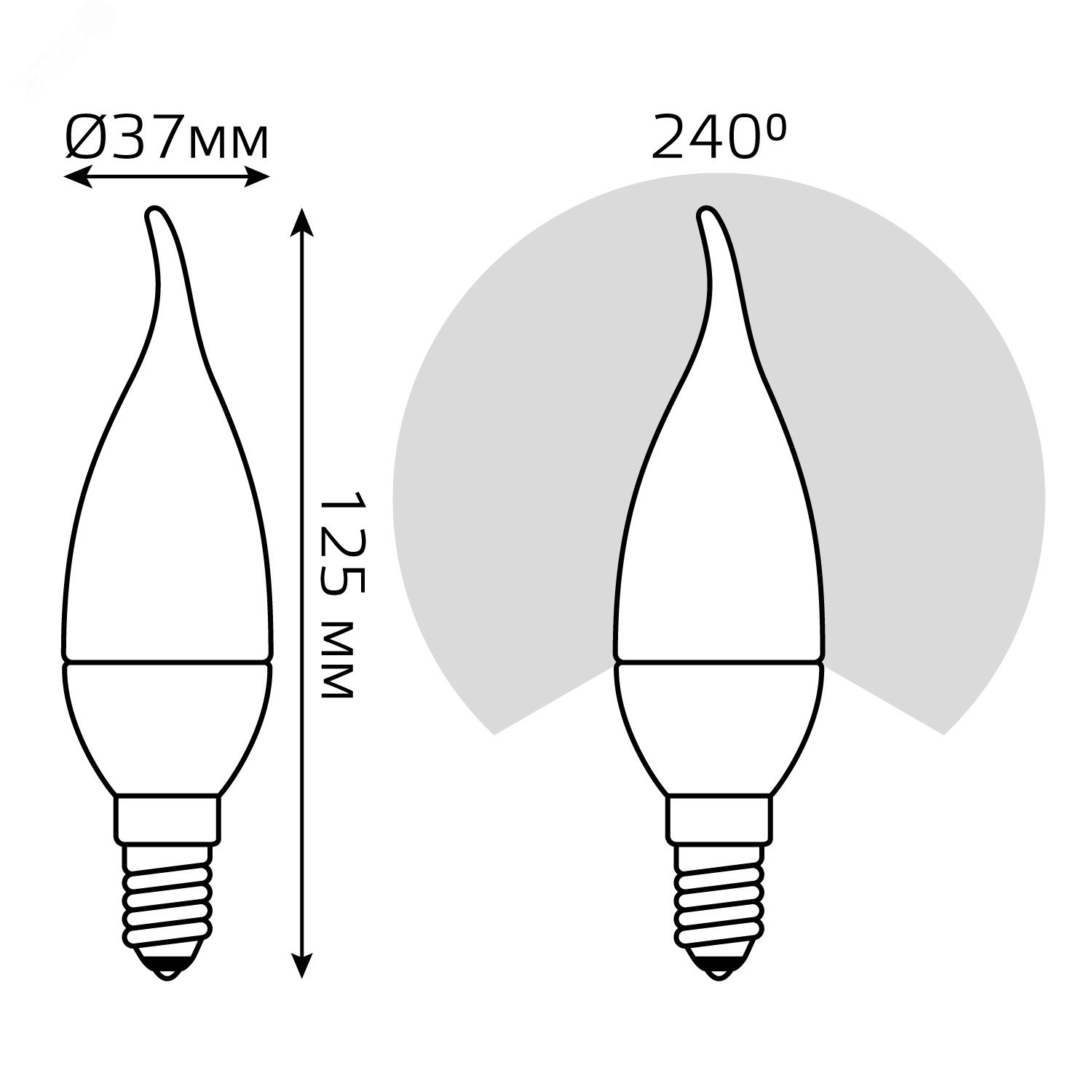 Лампа светодиодная LED 6.5 Вт 520 лм 3000К AC150-265В E14 свеча теплая Black 104101107 GAUSS - превью 7