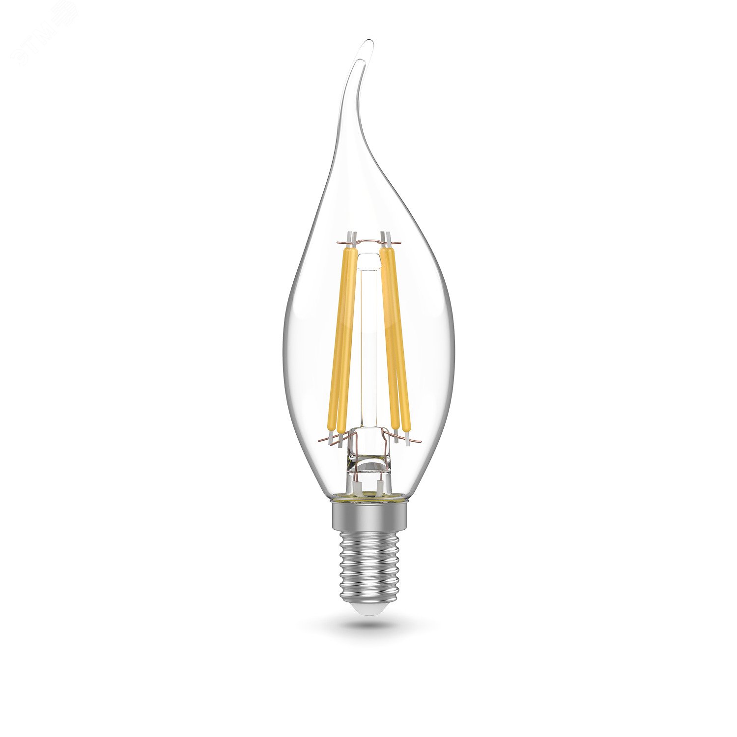 Лампа светодиодная филаментная LED 5.5 Вт 530 лм 4100К AC180-240В E14 свеча нейтральный (промоупаковка 3 лампы) Basic Gauss 1041126T GAUSS