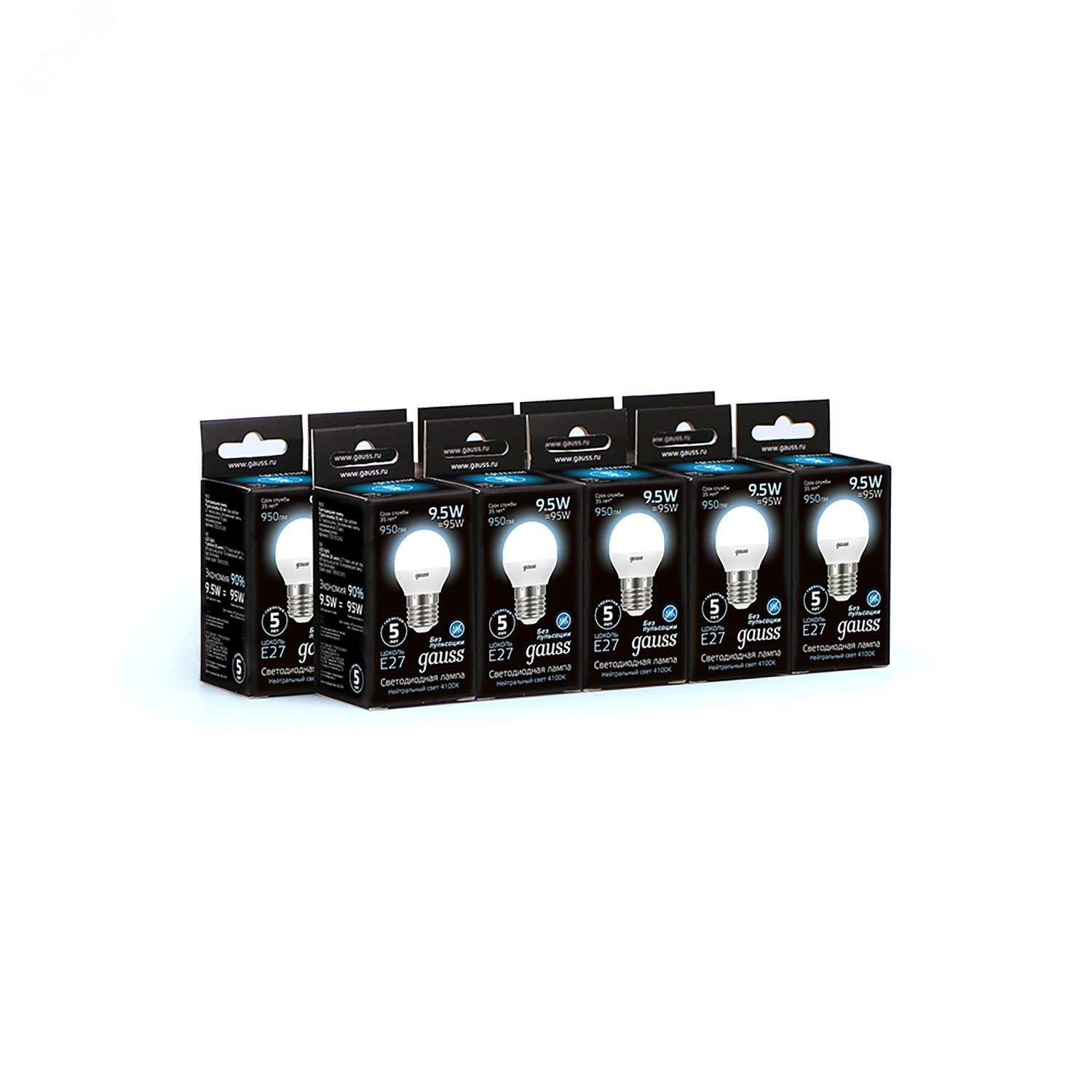Лампа светодиодная LED 9.5 Вт 950 лм 4100К AC150-265В E27 шар P45 нейтральный  Black Gauss 105102210 GAUSS - превью 4