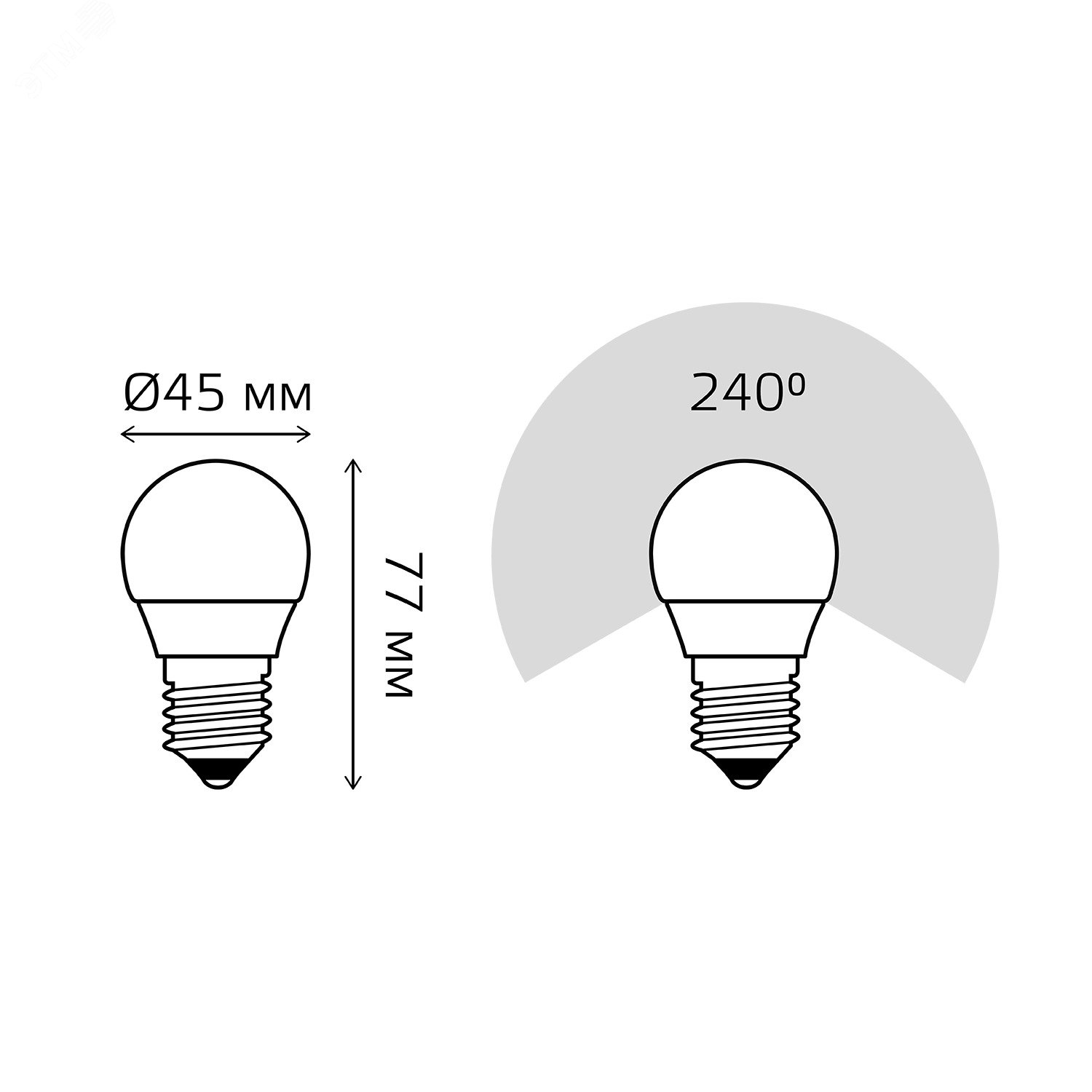 Лампа светодиодная LED 9.5 Вт 950 лм 4100К AC150-265В E27 шар P45 нейтральный  Black Gauss 105102210 GAUSS - превью 7