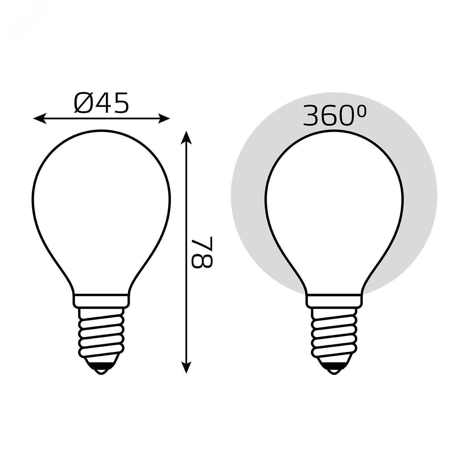 Лампа светодиодная филаментная LED 5 Вт 420 лм 2700К AC150-265В E14 шар P45 теплая матовая колба Black Filament Gauss 105201105 GAUSS - превью 8