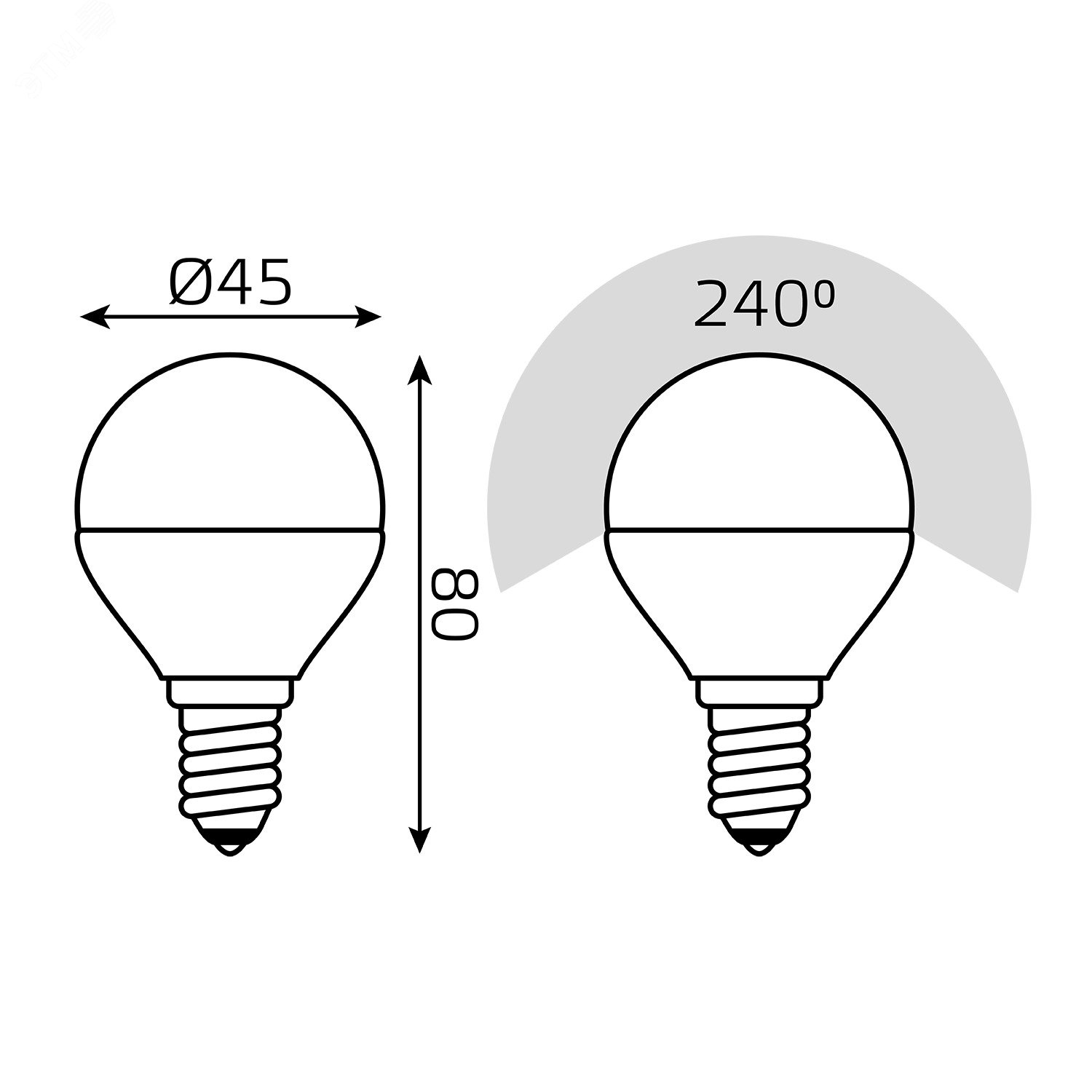 Лампа светодиодная LED 5.5 Вт 525 лм 3000К AC180-240В E14 шар P45 теплая (промоупаковка 3 лампы) Basic 10531152T GAUSS - превью 5