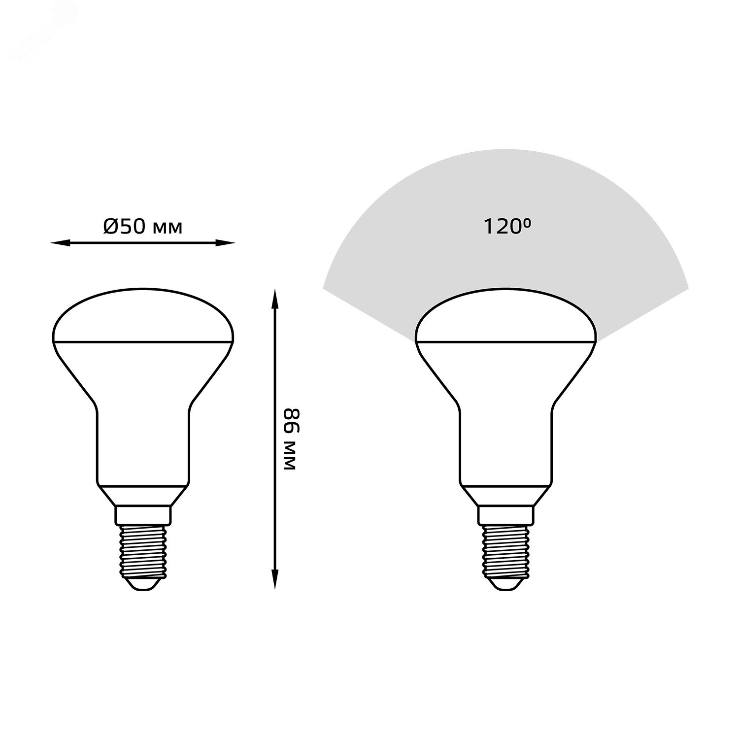 Лампа светодиодная LED 6 Вт 530 лм 4100К AC150-265В E14 грибок R50 нейтральный Black 106001206 GAUSS - превью 7