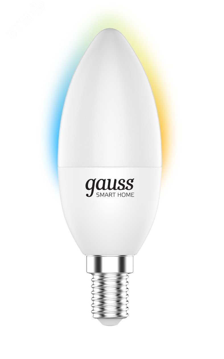 Лампа светодиодная умная 5 Вт 470 лм 2700-6500К AC 220-240В E14 свеча Управление по Wi-Fi, изменение цветовой температуры и диммирование Smart Home Gauss 1110112 GAUSS - превью 2
