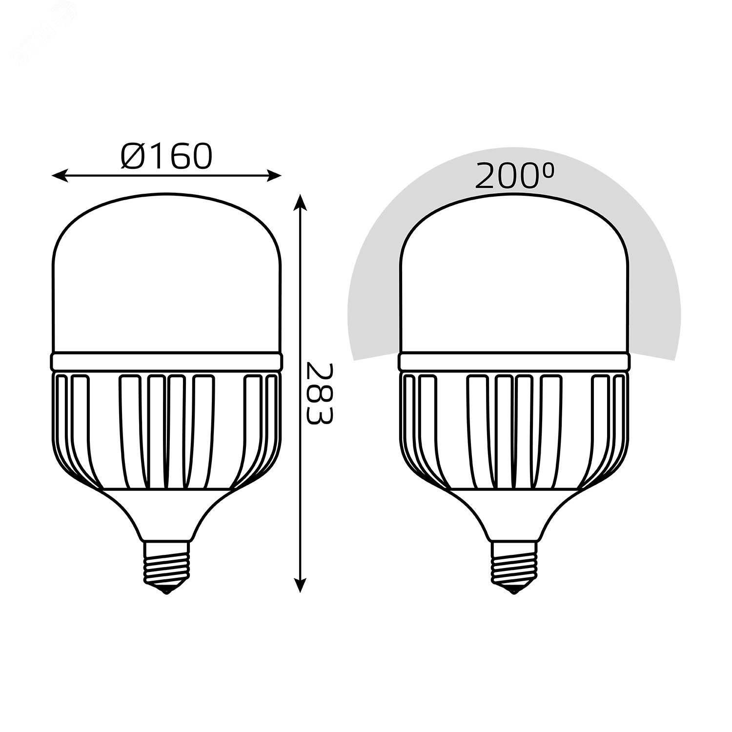 Лампа светодиодная LED 90 Вт 8600 лм 6500К AC180-240В E40 цилиндр Т160 холодная  Basic Gauss 11734392 GAUSS - превью 6