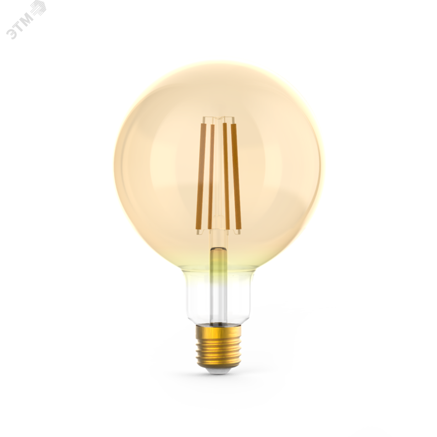 Лампа светодиодная филаментная LED 10 Вт 820 лм 2400К AC185-265В E27 шар G125 теплая золотистая колба диммируемая Black Filament Gauss 158802010-D GAUSS - превью 2