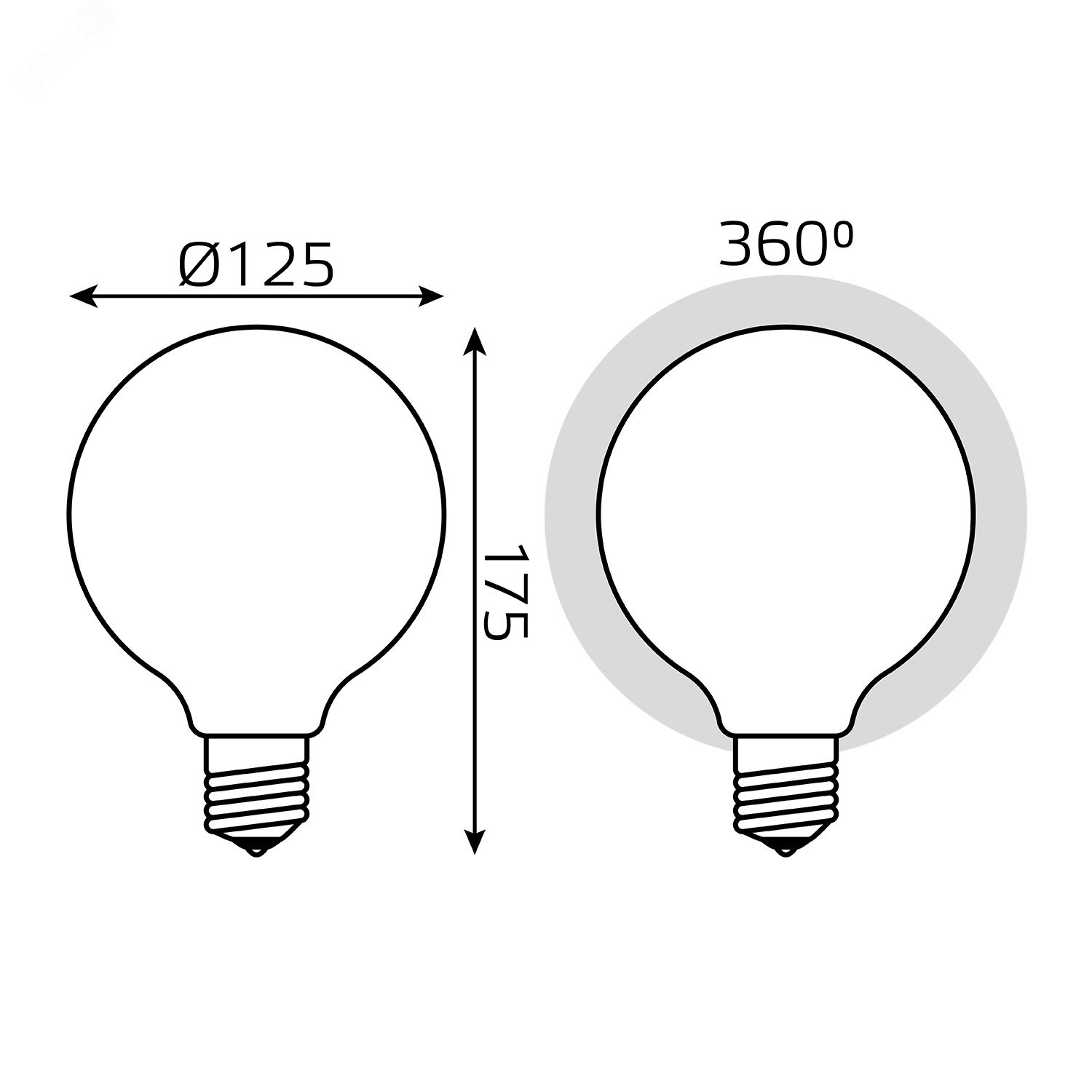 Лампа светодиодная филаментная LED 10 Вт 1070 лм 3000К AC185-265В E27 шар G125 теплая матовая колба диммируемая Black Filament 187202110-D GAUSS - превью 7